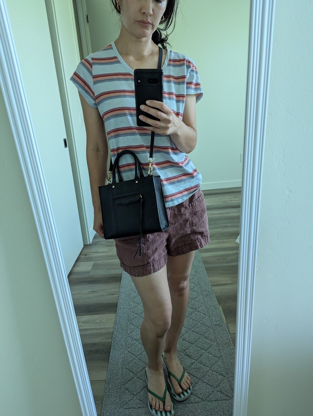 Rebecca Minkoff Mini M.A.B. Saffiano Leather Crossbody Tote Black Gold Hardware